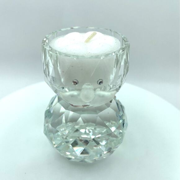 Crystal Snowman Votive Candle Holder - Holiday Christmas Decor - Picture 2 of 8